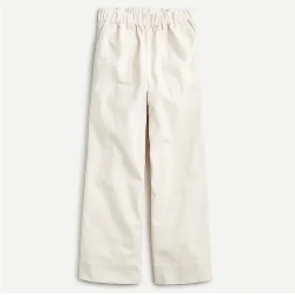J. Crew Pull On Wide Leg Chino Pant Elastic Waist Summer Crop AY943 TALL Large - Picture 3 of 11